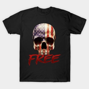 Free Skull American Flag US Tee American Flag Patriot T-Shirt